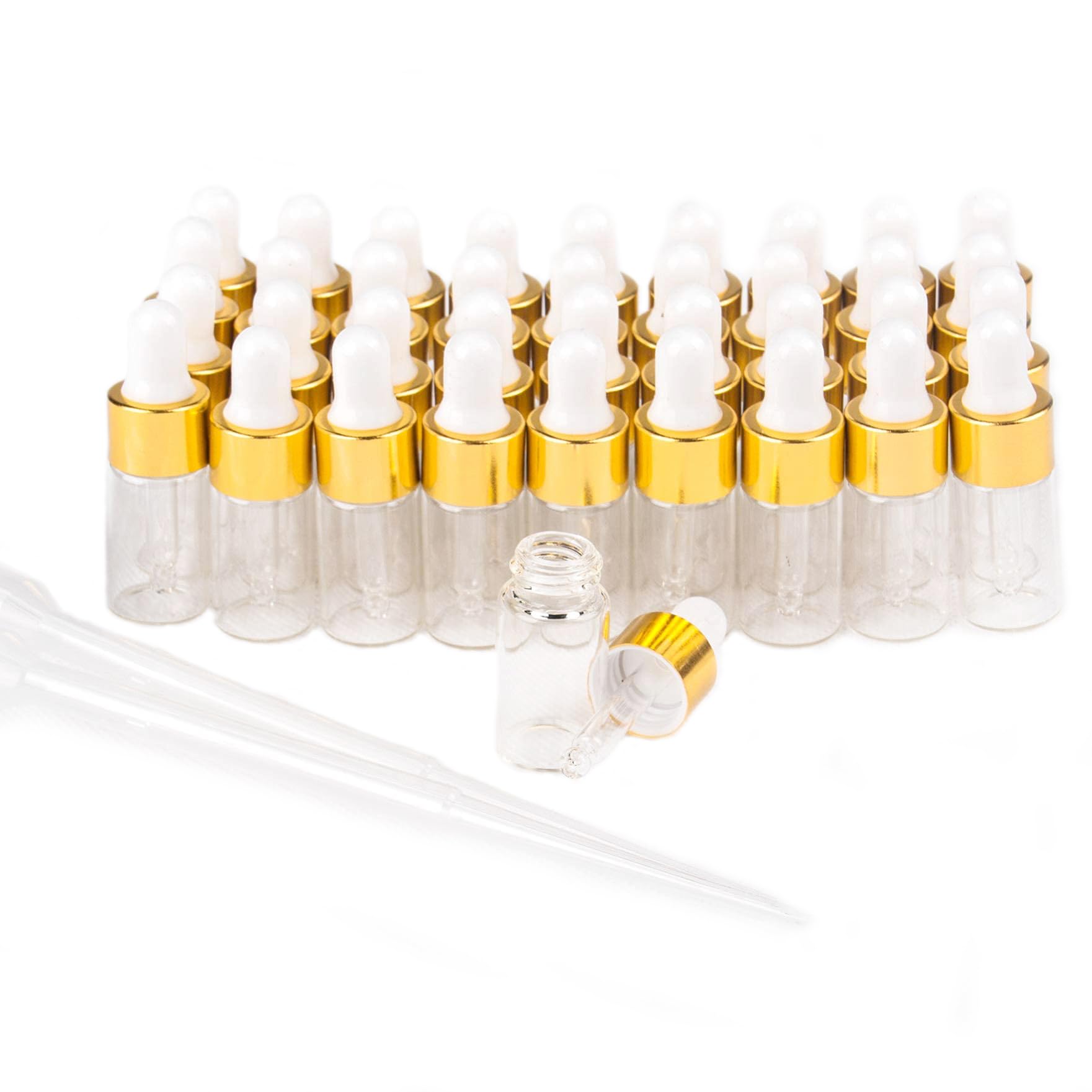 Easeen 50 Pcs Sample Dropper Bottles, 3ml Clear Mini Dropper Bottles with 2 Pcs Plastic Droppers for Traveling Essential Oils DIY Cosmetic Liquid Sample Perfume-image-37