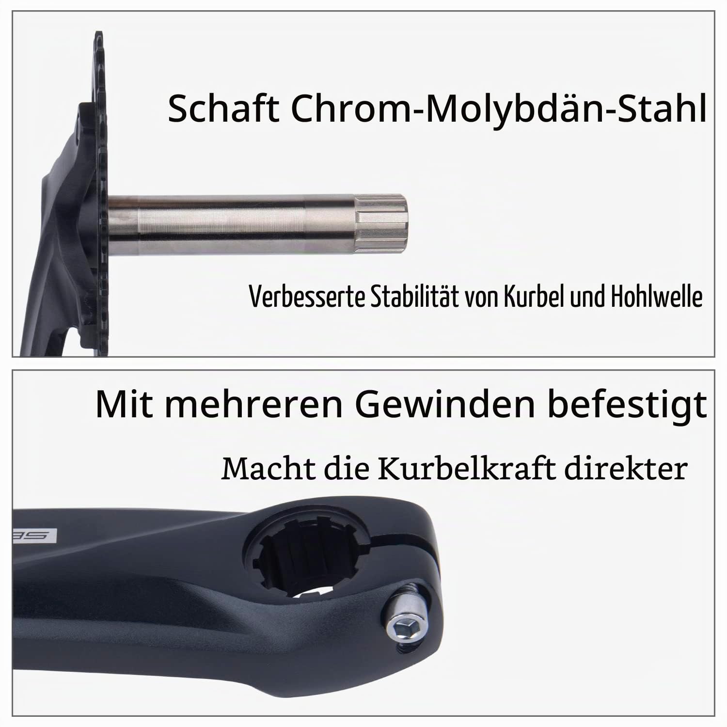BOLANY Fahrrad Kurbelgarnitur 170mm kurbel 104BCD Hollowtech-Kurbelgarnitur 1 Fach Einzelspeed-Rundkettenblatt 34T/36T Zähne MTB Kurbelsatz mit Tretlager