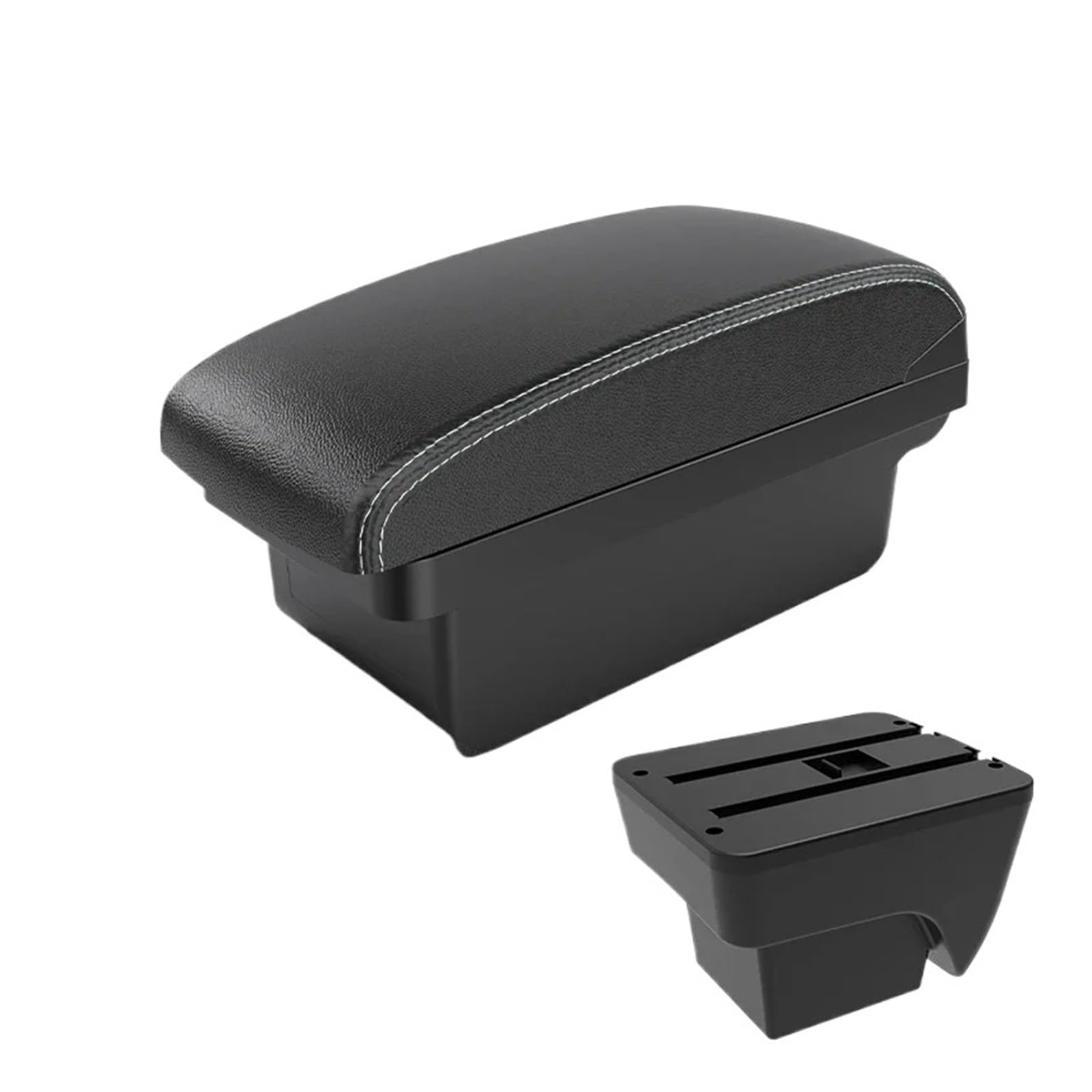 Ggwqoops Car Armrests For SEAT For ARONA Car Armrest Modification Multifunctional Double-layer Storage Box With USB Charging Accessori Armrest Box(A3 Black white NOUSB)