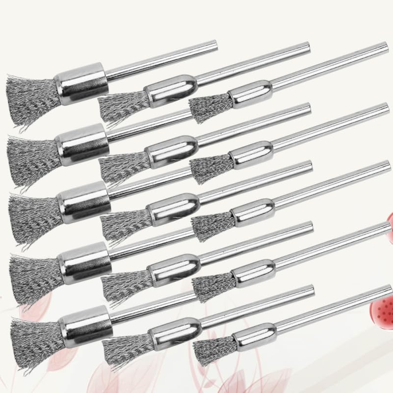 Image of 15Pcs Wire End Brush, Crimped End, Pen Shape Wire Wire Brush for Drill Attachment Wire Brush Wheel for Drill Metal Brush Drill Bits Shank for Paint-Surface