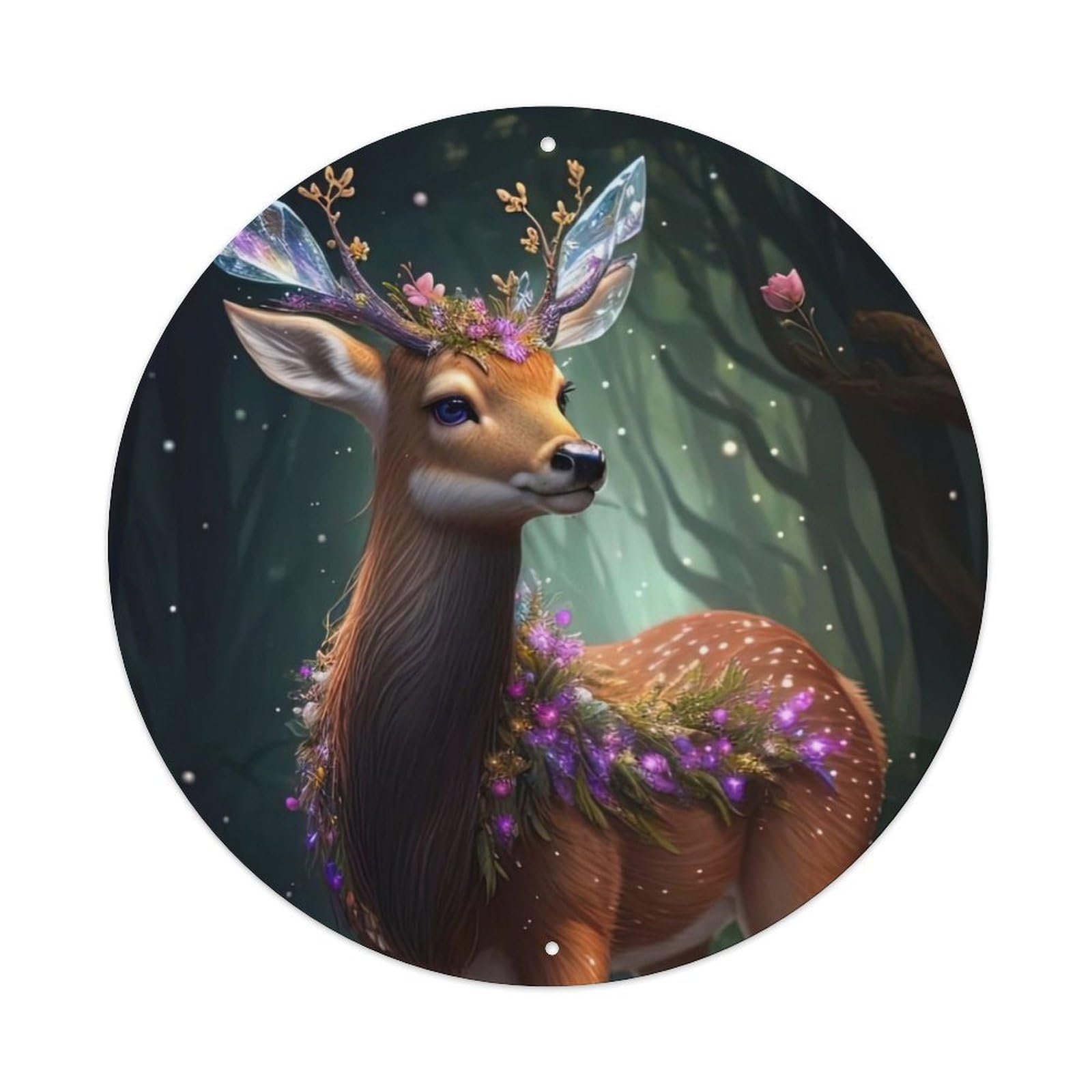 Animal Sika Deer in The Forest Vintage Metal Tin Sign Plaque Wall Decor for Cafe, Club Bar, Office, Garden Metal Poster 8x8Inch