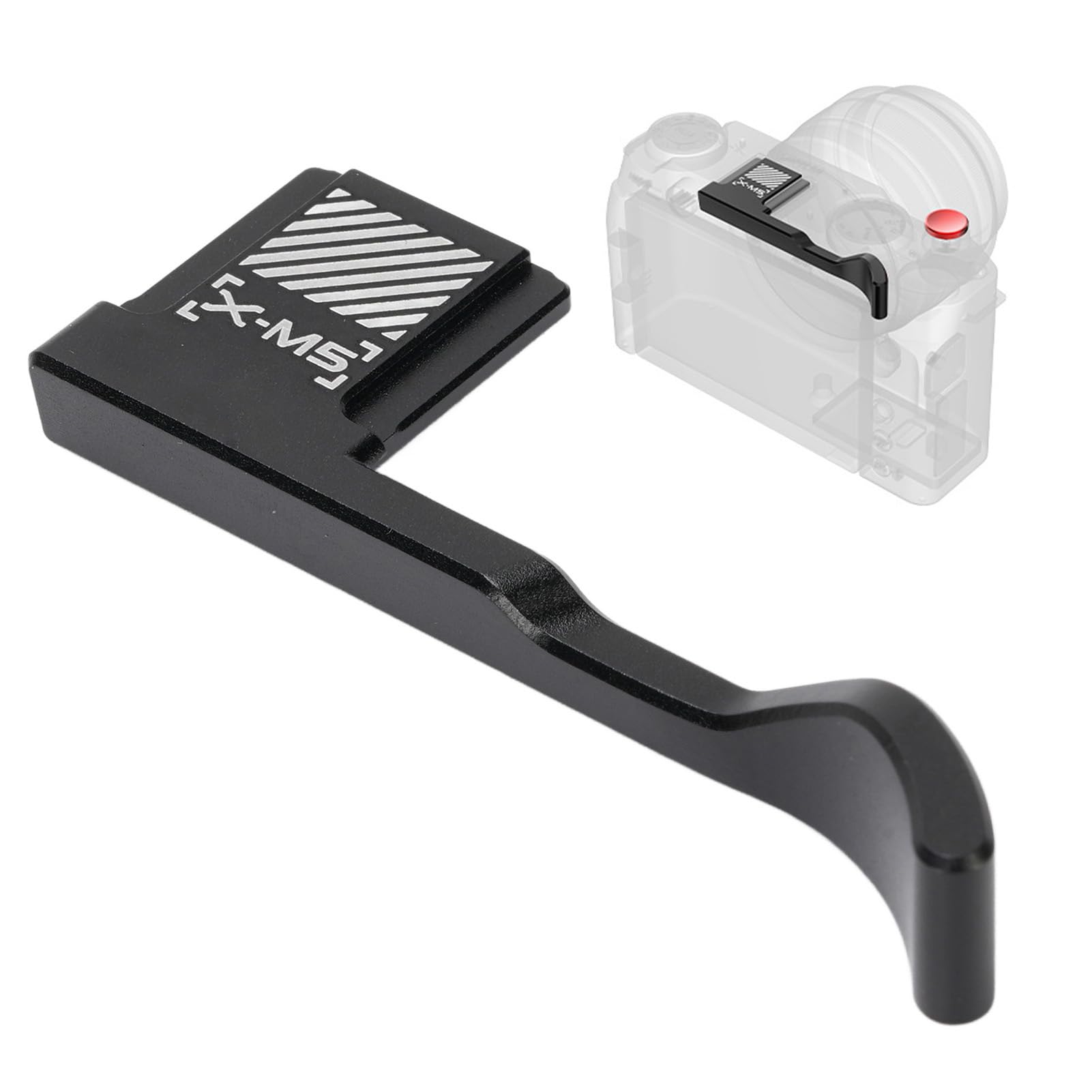 Lazmin112 Uchwyt na Kciuk, Ergonomiczny Uchwyt ze Stopu Aluminium z podkładką silikonową do Aparatu XM5, Antypoślizgowa Podstawka na Kciuk z gorącą stopką Akcesoria Fotograficzne (BLACK)