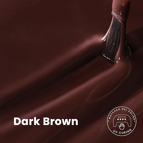 Miniatura 2 de Esmalte de uñas de gel de 0.5 onzas líquidas (0.5 fl oz), color marrón oscuro, esmalte de uñas en gel que se absorbe con luz UV LED, arte de uñas de