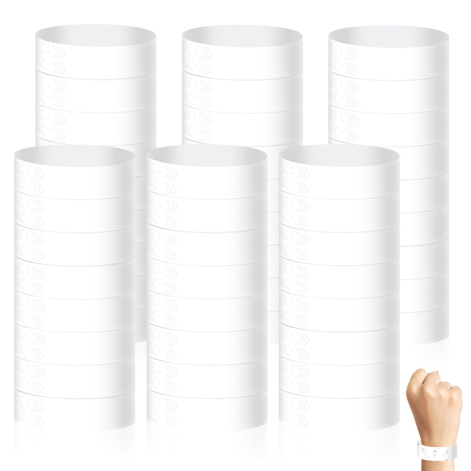Minfuerang Pack of 400 Entrance Wristbands, Paper Waterproof Security Bands, Control Bands for Events, Parties, Concerts, Festivals, Water Park (White)