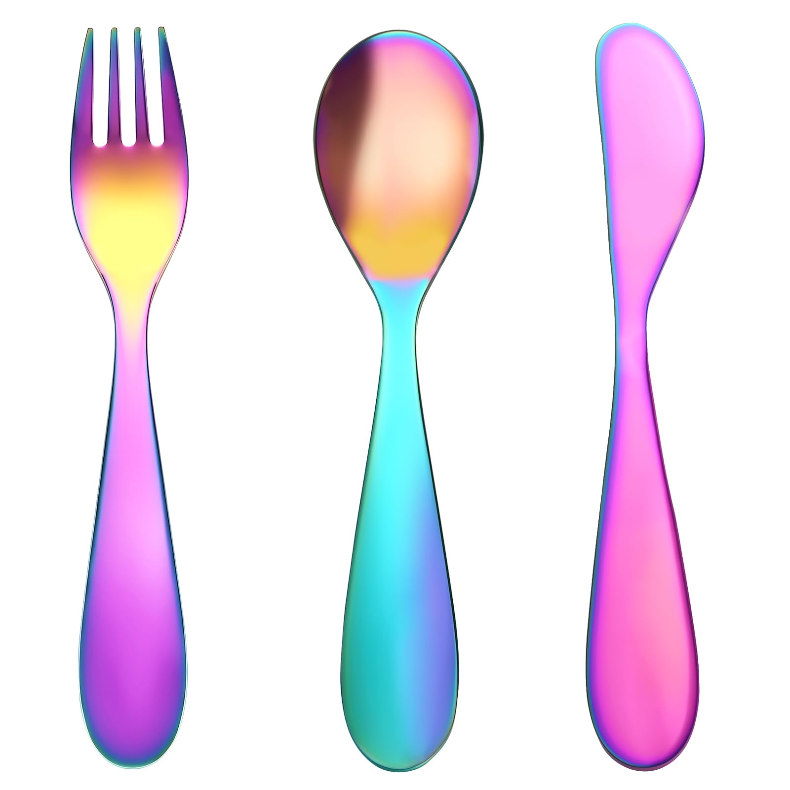AUAUY 3pcs Stainless Steel Cutlery Set, Colorful Flatware Set