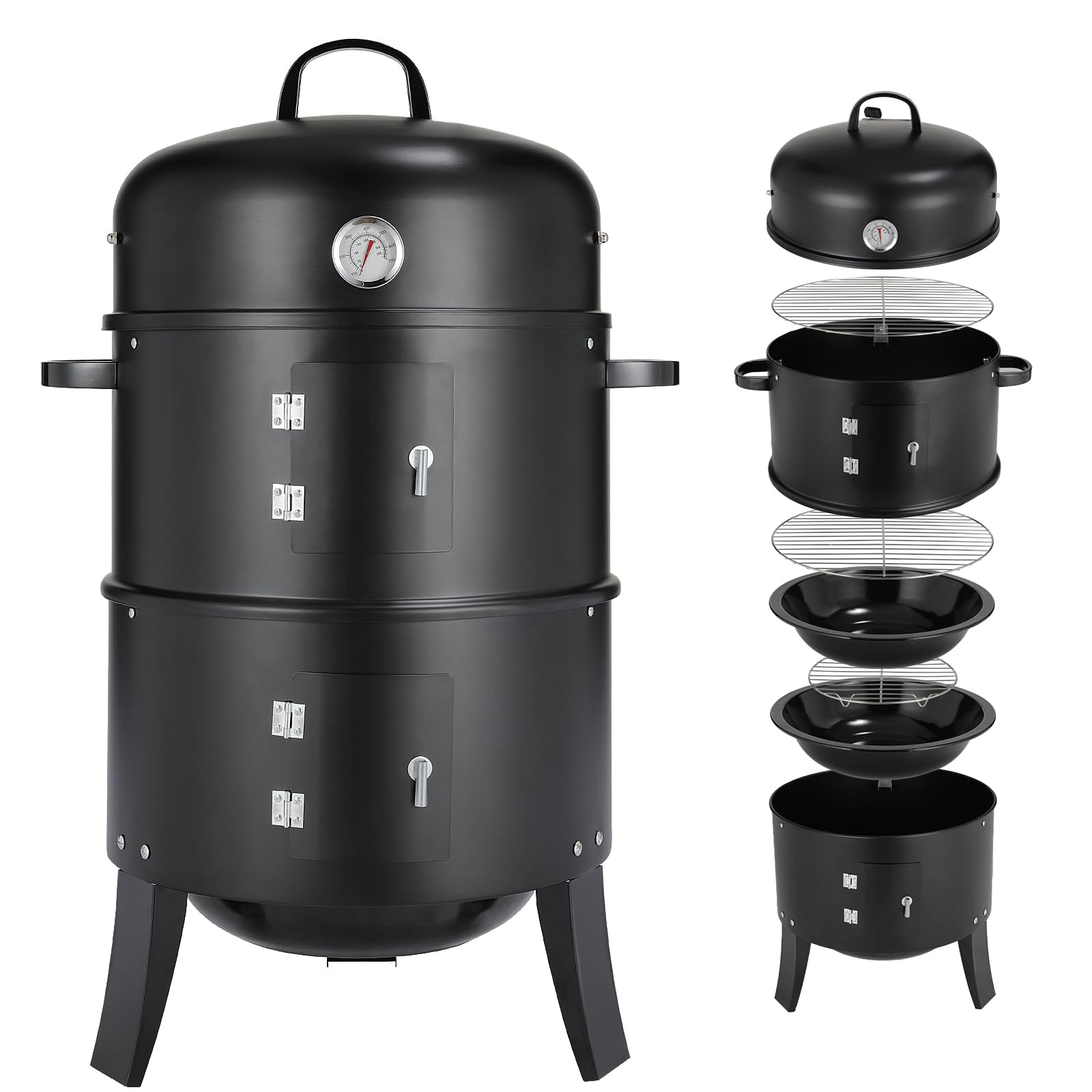 TLGREEN Barbecue Smoker 3 in 1, Affumicatore con Manico, BBQ Smoker