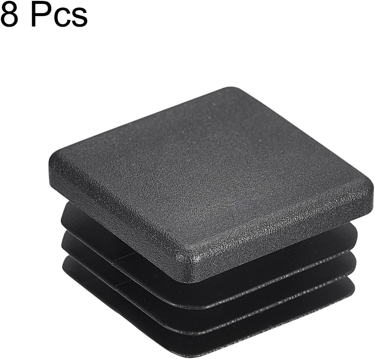 8Pcs 25mmx25mm(0.98inch) Plastic Tubing Plug Square Post End Caps for Handrail Stair Newel Guardrail Tube Black