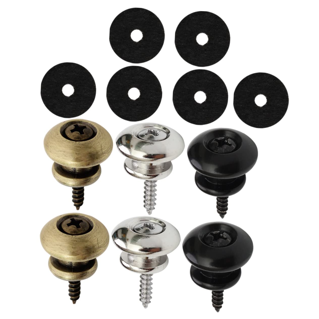 HANABASS 6Pcs Guitar Strap Buttons Strap Pegs Replacement for Acoustic Electric Bass Easy Install Humanized Design Each
