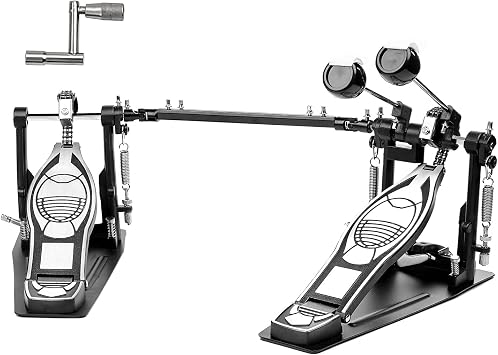 Double Bass Drum Pedal, Double Chain Kick Drum Pedal AQ-DBDP-JKC | Double Chain Drive, Double Kick Drum Pedal, Stable Base and Smooth Response Control for Bass Drum and Electronic Drum Setups.