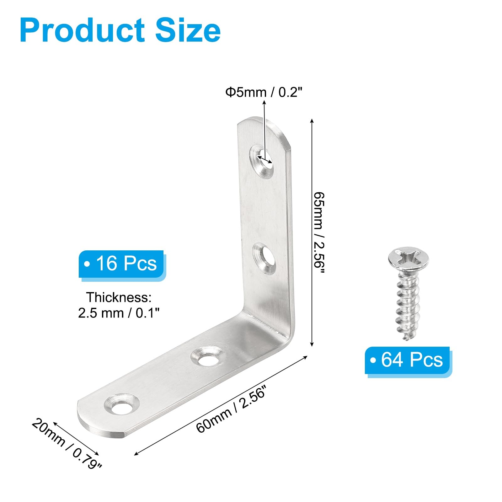 PATIKIL 16 Pcs Metal L-Shape Brackets - Image 2
