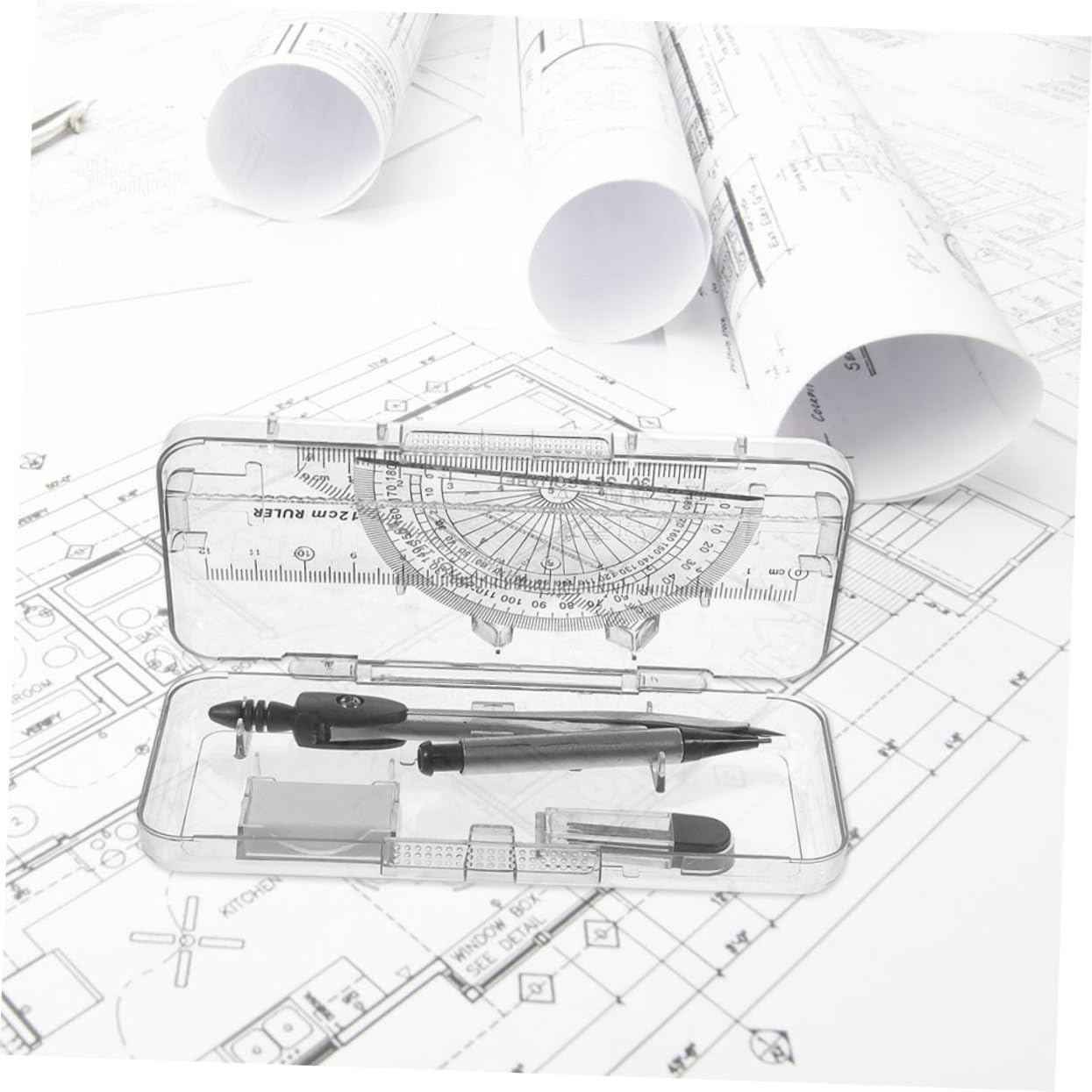 15 Boîtes Kit de Complet Boîtes Compas de Dessin avec Règle Rapporteur et Set de Traçage pour Étudiants Architectes et