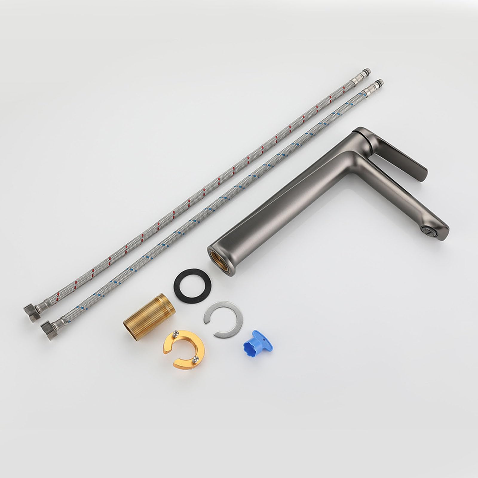 Grifo Baño Moderno Monomando Grifos para Lavabos de Baño Laton agua Caliente y Fria Gris Pistola