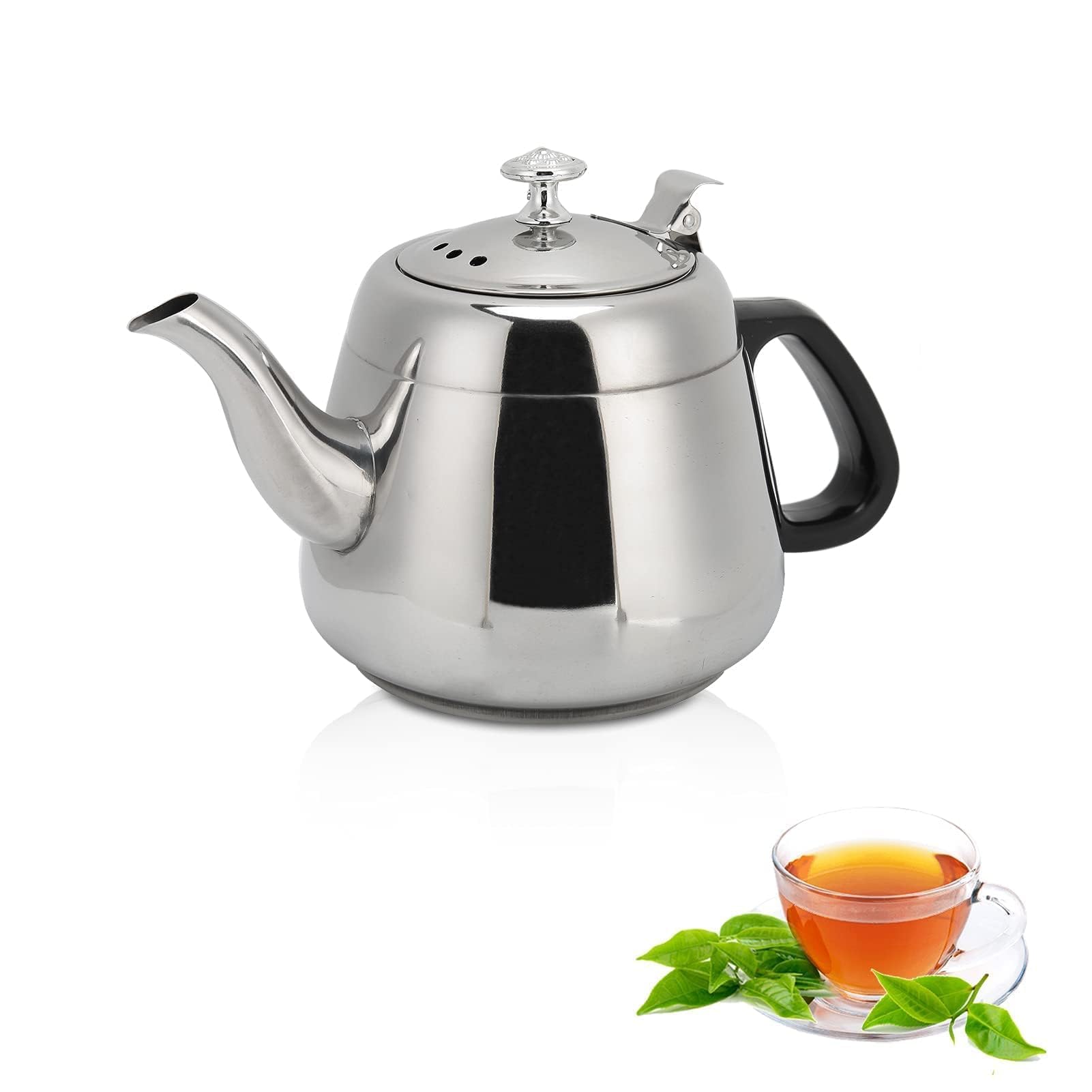 2L Tea Kettle Stovetop, Stainless Steel Tea Pot, Pour Over Coffee Water Kettle Hot Water Heater with Filter and Heat-Resistant Handle for Camping, Home & Kitchen, 6.69 * 5.2 * 3.15 Inch