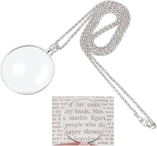 UNICRAFTALE 4Pcs Magnifying Glass Necklaces Flat Round Pendants Long Necklaces Nautical Vintage Metal Magnifying Glass Necklace Magnification Lens Charms for Books Crafts 92cm