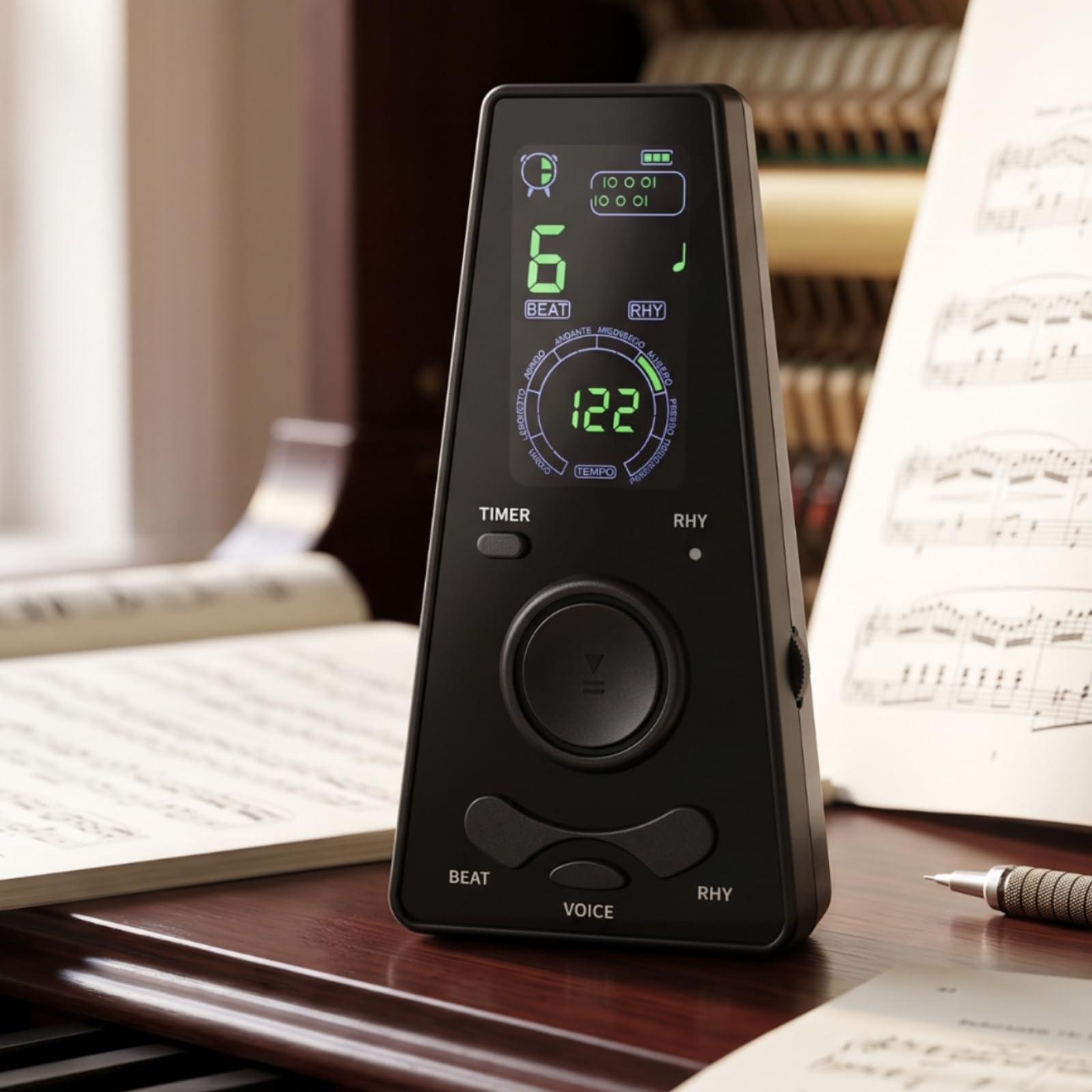 Qianly Metronomo Digitale con Cavo USB Portatile Metronomo Elettronico Ricaricabile Strumento per Pianisti, Studenti di Musica, Studio Musicale, Casa, Nero