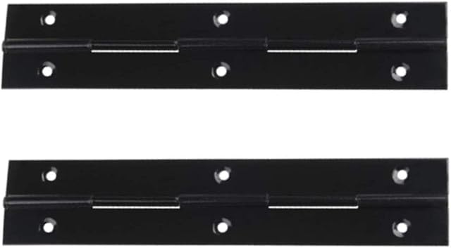 2X 1M (1000mm) Continuous Steel Metal Piano Hinge Strap Multi Colours with Holes by BMF DIRECT® (Black)