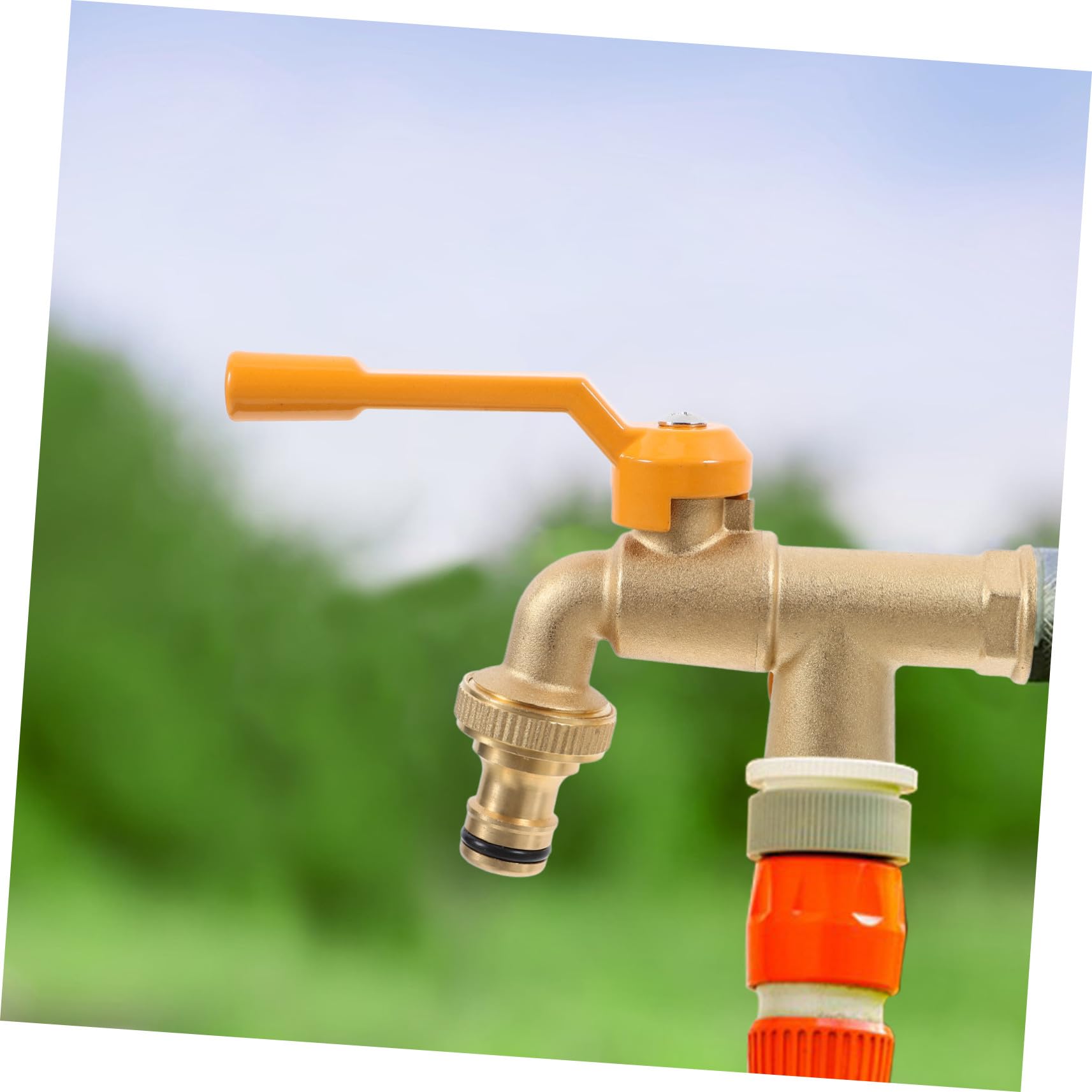 Rubinetto Doppia Uscita in Ottone per Esterno, Raccordo Tubo Giardino con Flusso Rapido, Installazione Fai da Te per Patio e Giardino