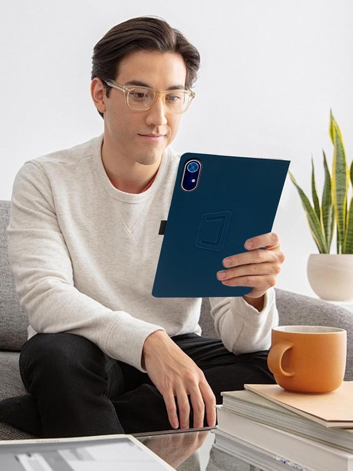 for Acer Iconia Tab P11 11 Inch Android Tablet Case,BOVUGAC Folding Stand Protective Cover with Pencil Holder and Wrist Strap,Full Protection, Premium PU,Scratch Resistant(Dark Blue) image 3