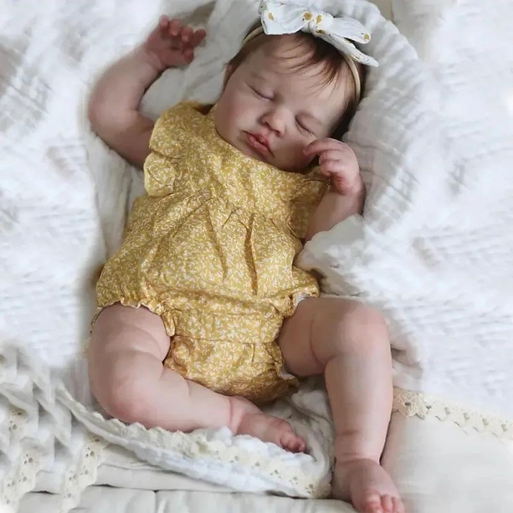 Zero pam Reborn Baby Puppen 20 Zoll Lebensechte Babypuppe Weichkörper Reborn Puppe Mit Haaren Schlafend Baby Puppen Wie Echt Puppe Ab 2 Jahre Mit Zubehör