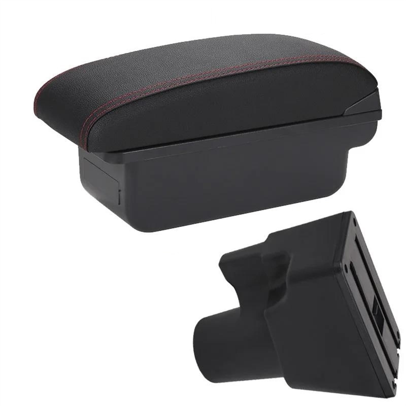 NOHEEU Armrest Box With Multifunctional Support PU Upholstered Car Interior Modification Accessories For Picanto 3X-Line(C1 Black red NO USB)
