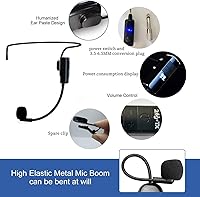Vista 4 de Micrófono de cabeza inalámbrico, juegos de cabeza con micrófonos, micrófono de auriculares Bluetooth, ideal para altavoces, sistema PA, amplificador