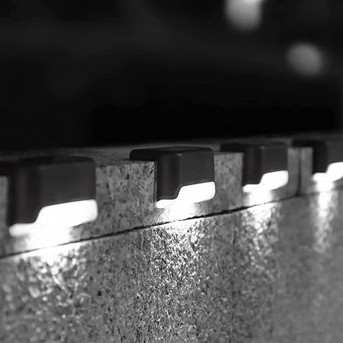 Miniatura 5 de Miskall Paquete de 4 luces solares para cubierta al aire libre, luces solares para terraza, impermeables, de acero inoxidable, iluminación al aire