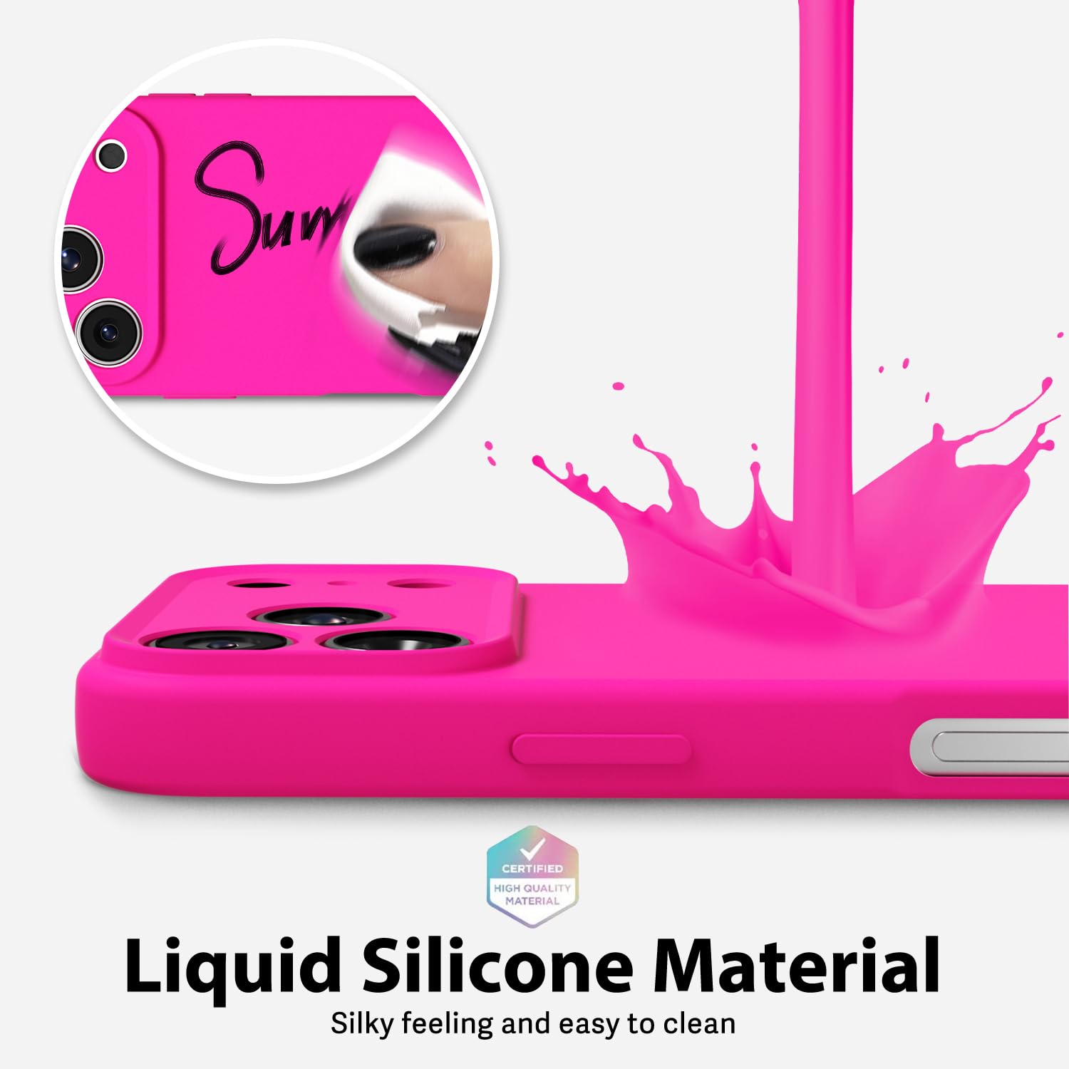 oakxco for iPhone 16 Pro Max Case Liquid Silicone, Soft Rubber Gel Elegant Aesthetic Basic Simple Cover, Cute Thin Slim TPU Matte Solid Color Plain Smooth Case for Women Girl, Light Pink — view 326