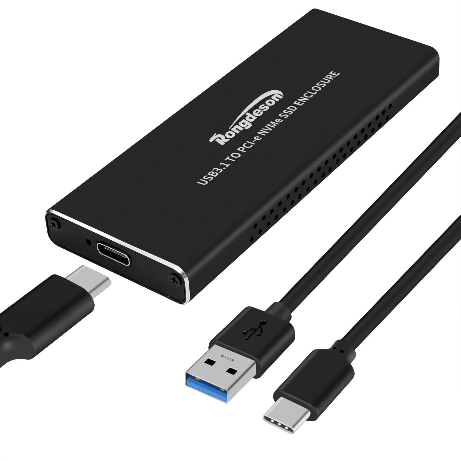 GEEHOODUSB3.1 Type-C to NVMe M.2 Mobile Hard Disk Box 10Gbps M.2 SSD Enclosure M Key (Black)