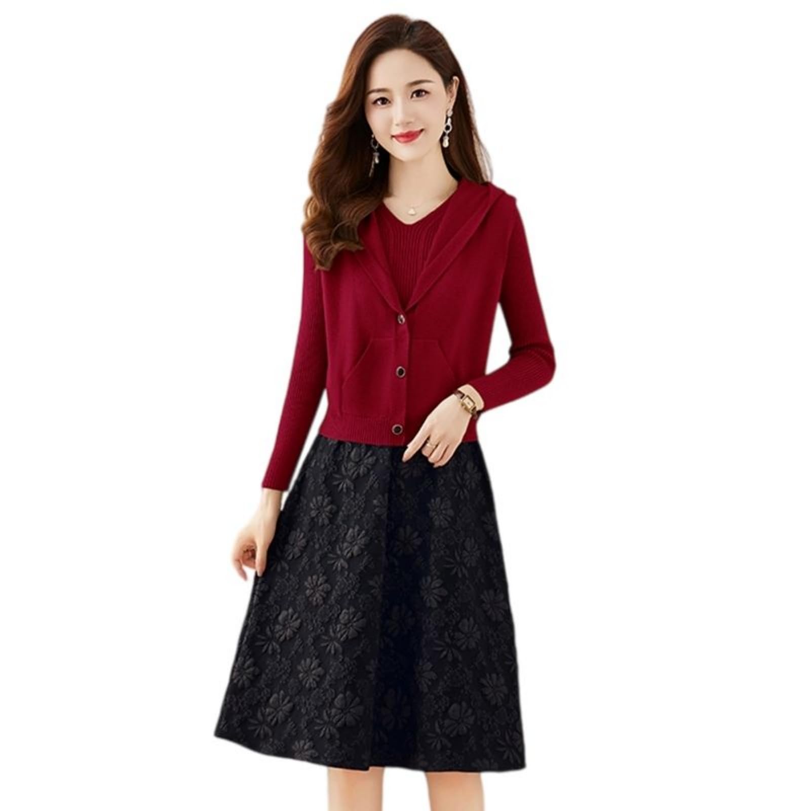 Robe midi en patchwork confortable qui sublime la silhouette fine