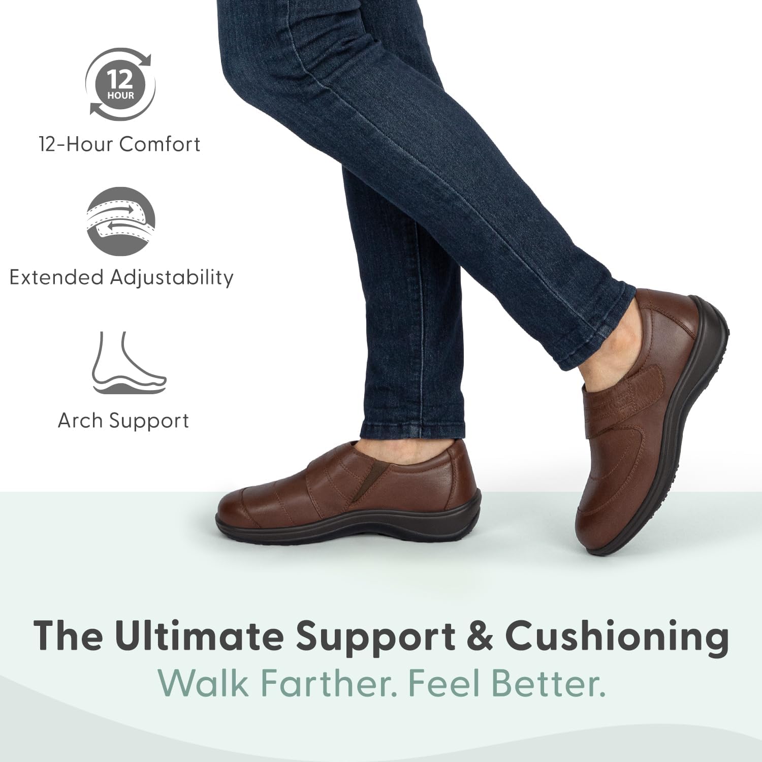 Orthofeet Women's Orthopedic Leather Emily Casual Shoes - Image 2