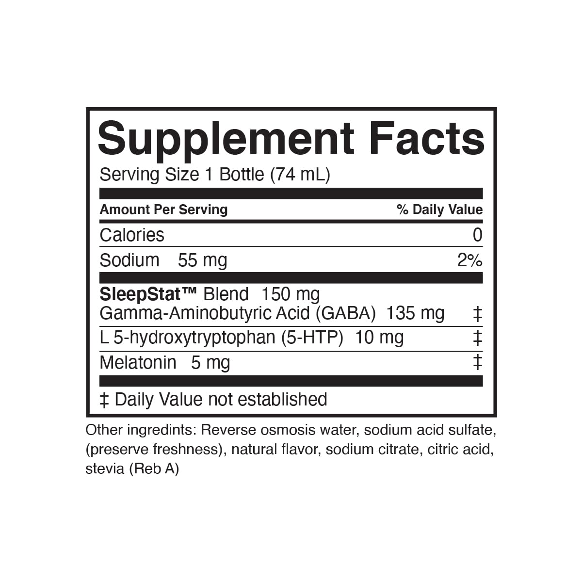 Dream Water NSF Sleep Aid Supplement Liquid Shots; Melatonin 5mg, GABA, 5-HTP; Zero Sugar, Natural Flavors, No Added Colors, 2.5 oz Liquid Sleep Shots, Snoozeberry, 12-Count. — Amazon image 6