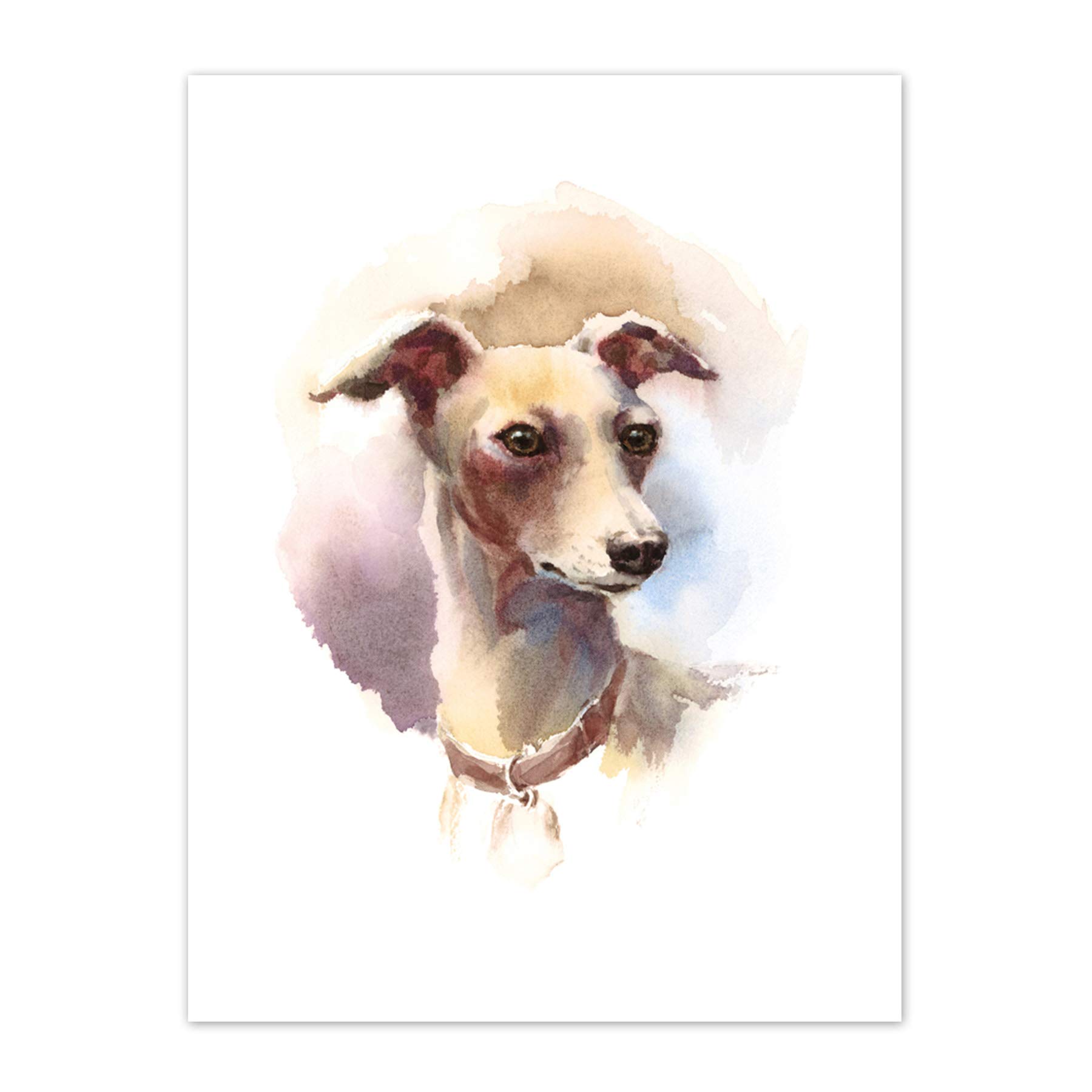 Dog Italian Greyhound Watercolour Art Print Canvas Premium Wall Decor Poster