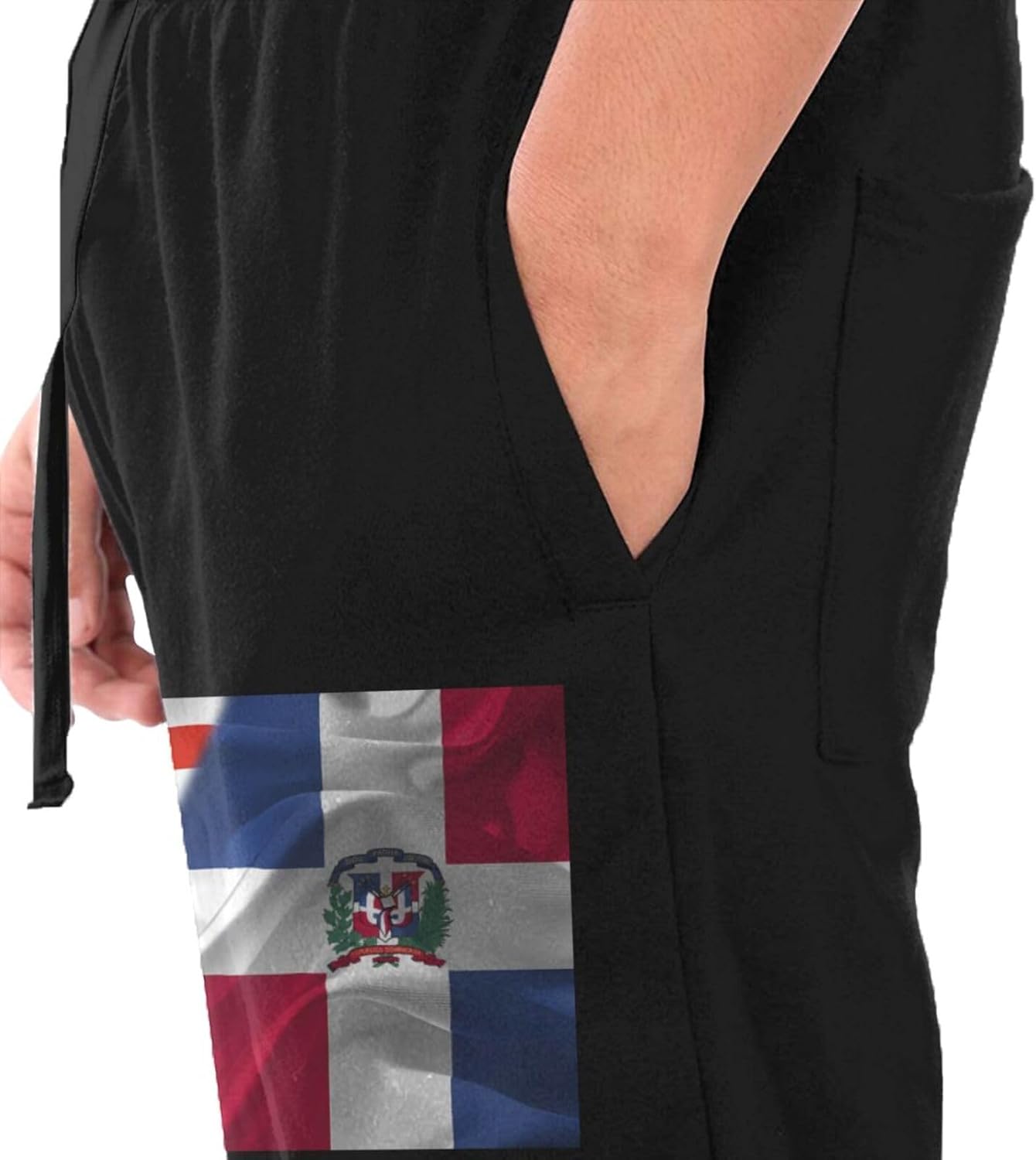 American Flag and Dominican Republic Flag Men's Long Pants Athletic Running Pants Sports Pants