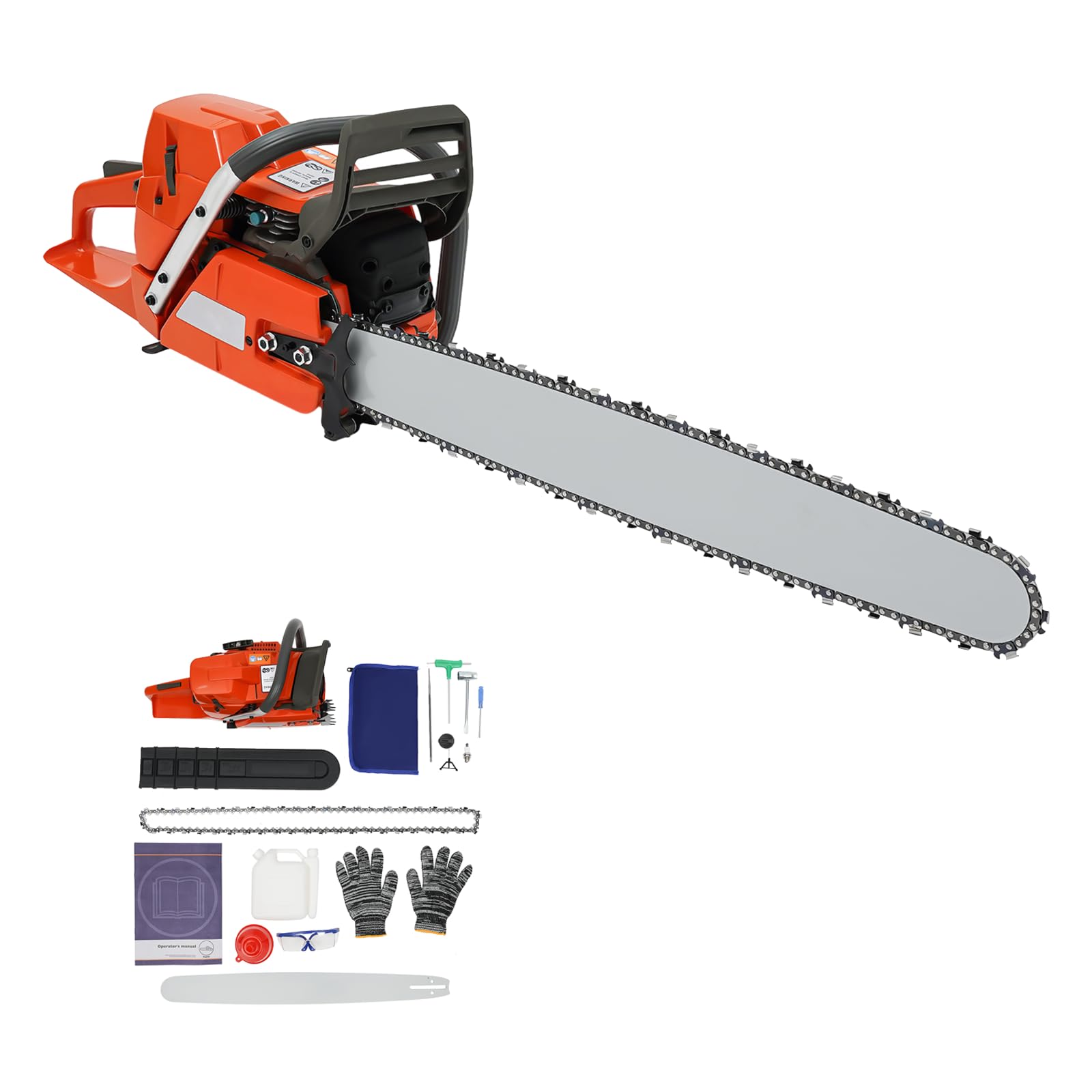 DIFU Motosierra de gasolina de 71 cm³, 28 pulgadas, gasolina, 2 tiempos, motosierra portátil con diámetro de corte de 71 cm, sierra de cadena manual con herramientas, para tijeras de podar, tijeras de