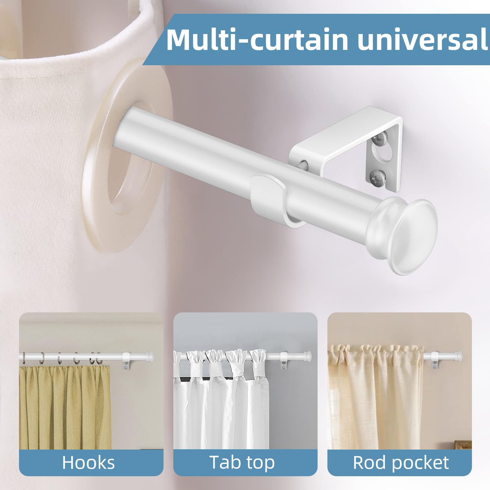 Snapklik.com : CorkLatta White Curtain Rods For Windows 30 To 116 Inches