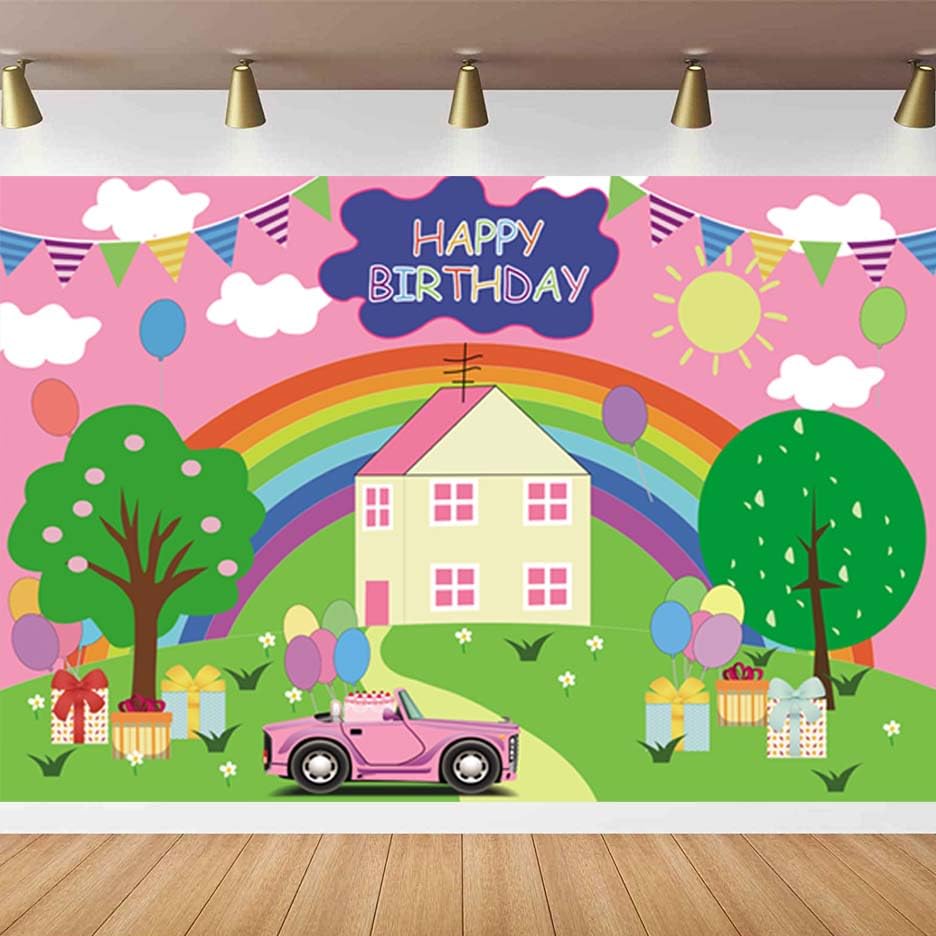 Fondo de Pancarta Rosa para Fiesta de Cumpleaños Temática de Pig Suministros de Decoración para Fotografías Pink Suministros de Fondo para Fotografías