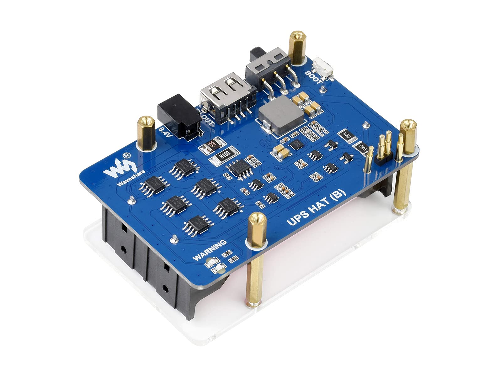 Modulo UPS Waveshare Per Raspberry Pi E Jetson – 3S E 5V 5A, Ricarica E Uscita Simultanee, Con Monitor I2C E Protezioni Multiple