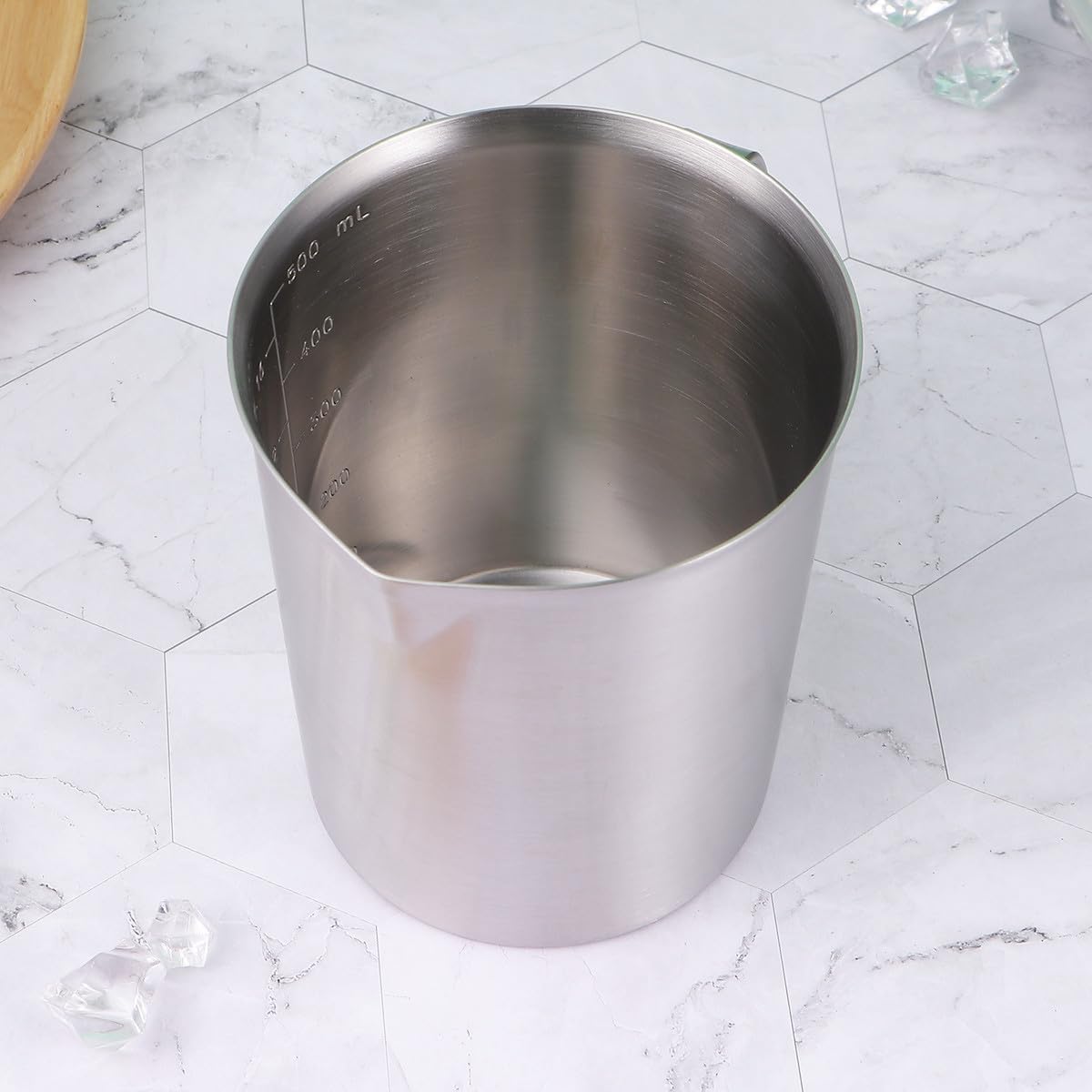 Stainless Steel Baking Cup with Scale 500ml Liquid Measuring Cup Silver Kitchen Utensil for Baking and Cooking Home Use