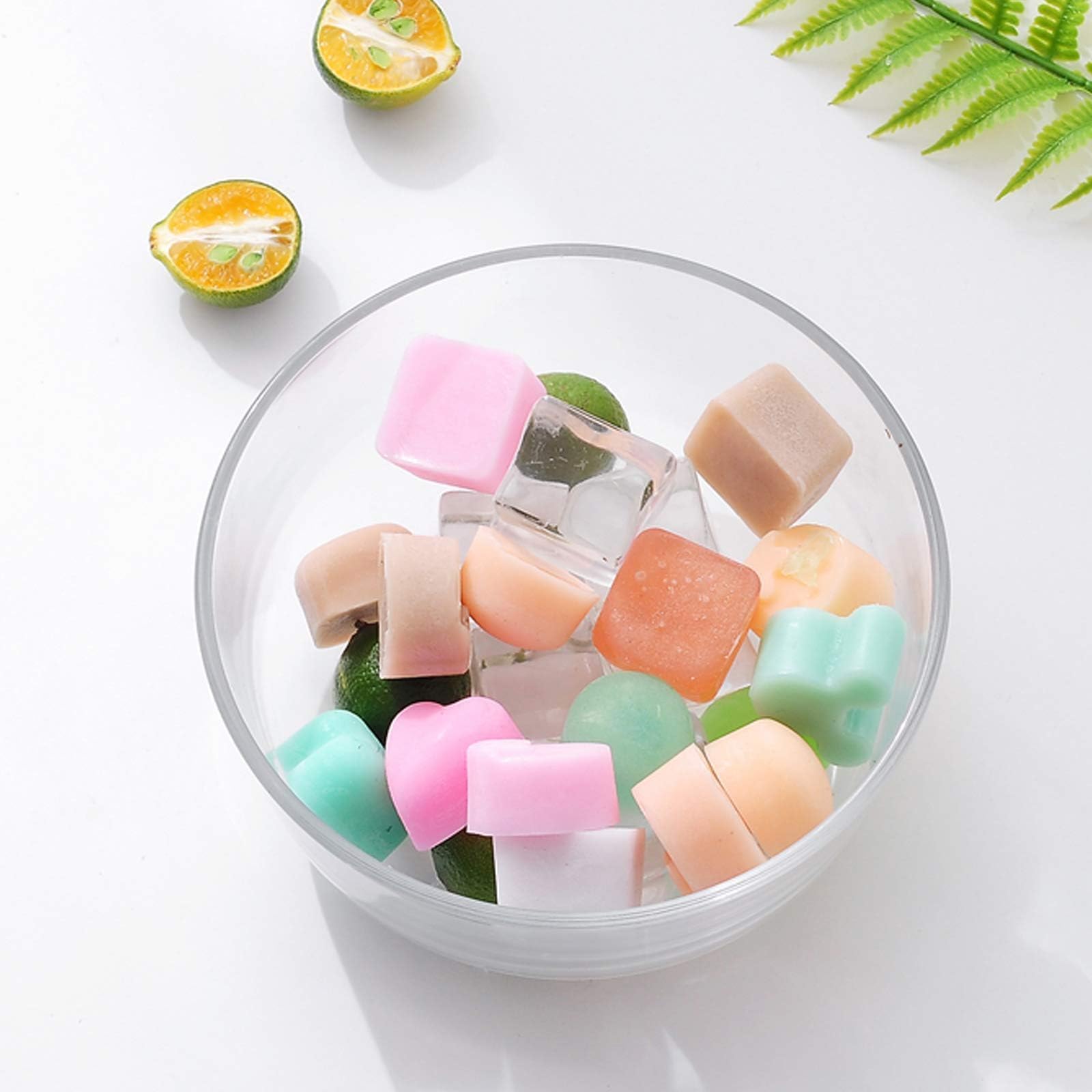 Set di 3 stampi in silicone per caramelle e cioccolato, antiaderenti, inclusi cuore, rotondo, quadrato, per caramelle, gommose, caramello caldo, ghiaccio, torta, gelatina, ganache (blu)