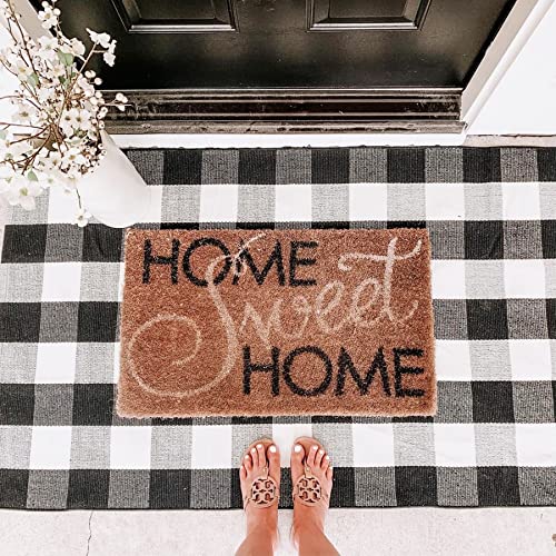 Seeksee Buffalo Plaid Outdoor Fall Rug 3X5' Checkered Area Rug Black And White Runner Rug Washable Doormat Cotton Boho Bedroom Rug For Kitchen Entryway Hallway Front Fall Door Farmhouse Living Room #TOP1