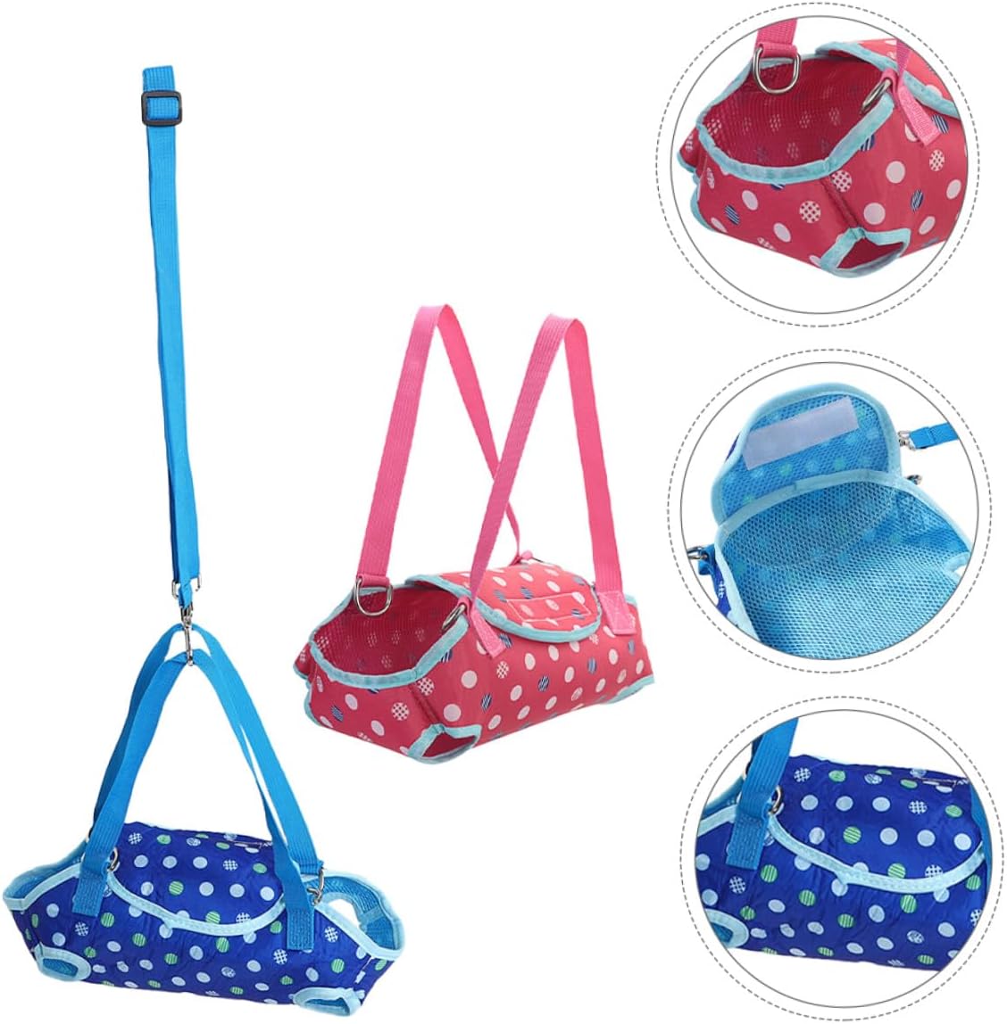 2pcs Portable Pet Shoulder Bag for Small Dogs and Cats Breathable Mesh Pet Carrier Sling with Adjustable Strap Crossbody Satchel for Outdoor Travel Rose Red and Blue L Size