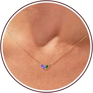 Birthstone Necklace for Women Dainty Gold Necklace with 2 Birthstone Christmas Stocking Stuffers Teen Girl Gifts Trendy Stuff Birthday Gift Moms 2025 Graduation Gift Adjustable Anniversary Jewelry for Daughter Girlfriend Friend