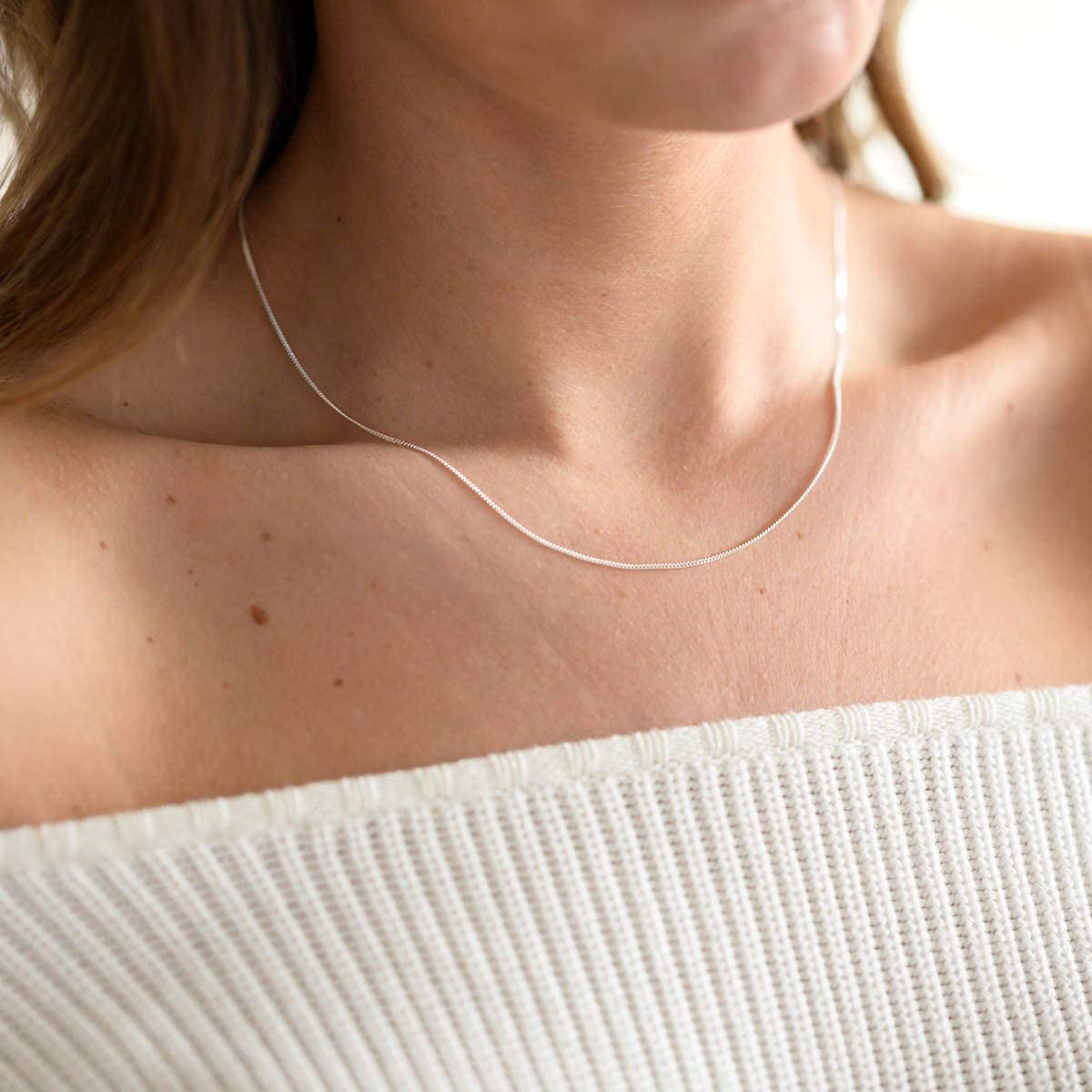 MATERIA Schmuck feine 925 Silber Panzerkette 1mm - Damen Halskette silber in 40-120 cm verfügbar #K32