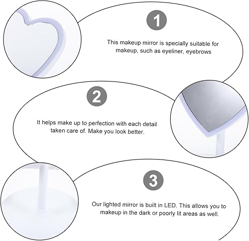 Miniatura 4 de IMIKEYA Espejo de tocador LED para baño, cosméticos, espejo de maquillaje de pie, espejo de escritorio iluminado, espejo de maquillaje con luz LED