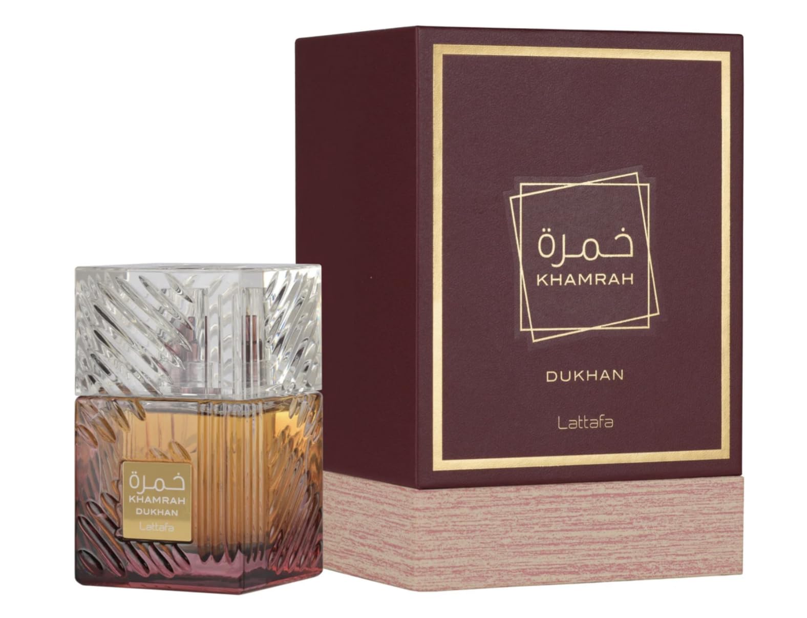 Perfume Khamrah Dukhan Eau de Parfum 100ML, Perfume Árabe Unisex de Larga Duración, Incluye Atomizador Recargable, Fragancia Ahumada y Especiada con Notas de Tabaco, Ámbar y Praliné (Dukhan)
