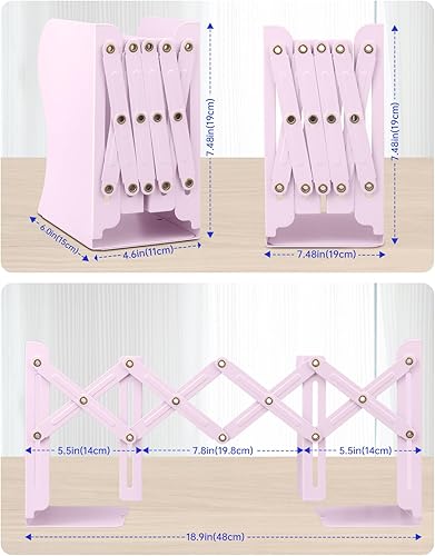 Miniatura 3 de Honagu Sujetalibros ajustables, extremos de metal para estantes pesados, organizador de archivos de revistas de escritorio para el hogar, oficina