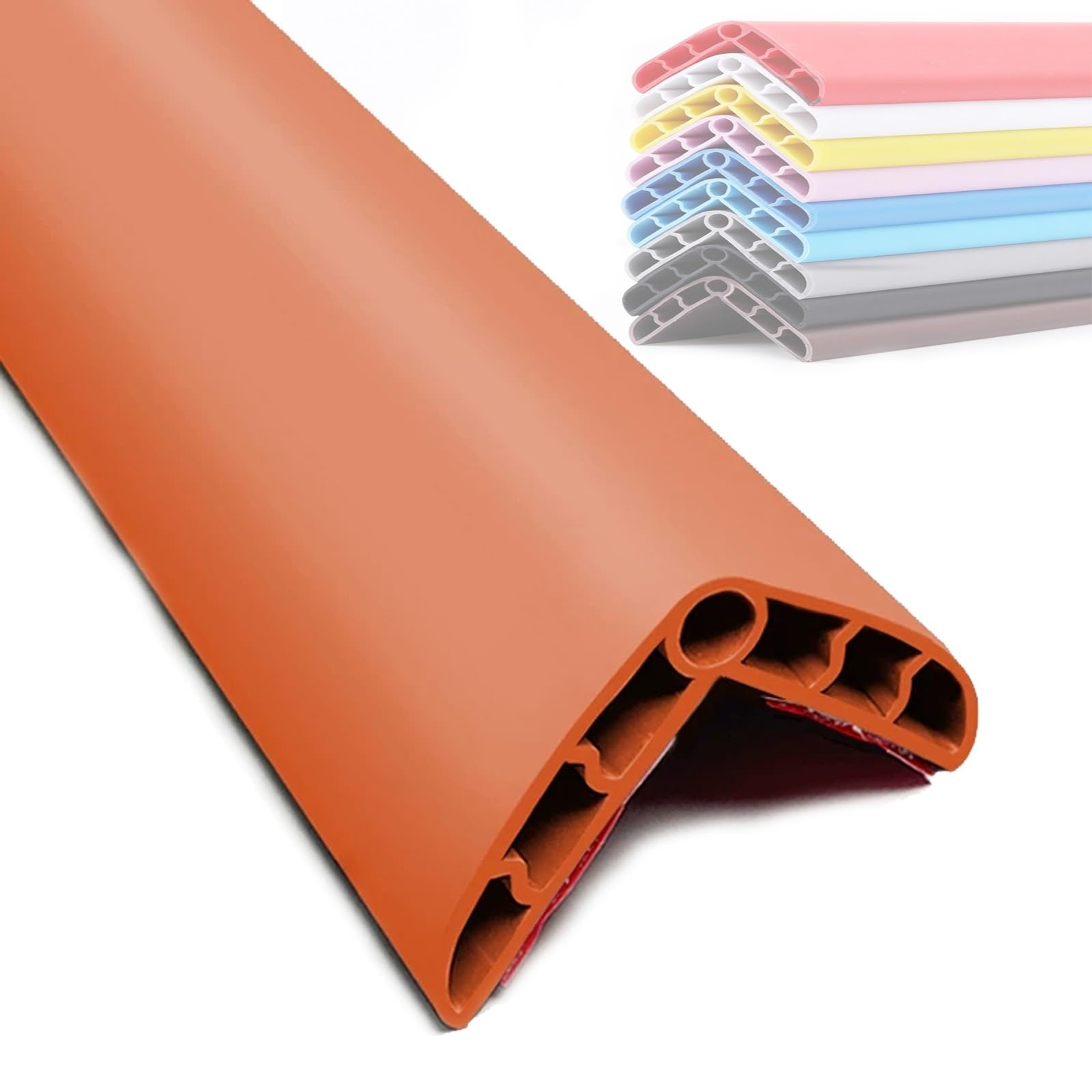 Paraspigoli Angolari, Paraspigoli Muro, Tipo "airbag", in Gomma PVC Morbida, Autoadesivo, Anti-collisione ad Alta Elasticità(Orange,3.5x1000cm/1.4x393in)