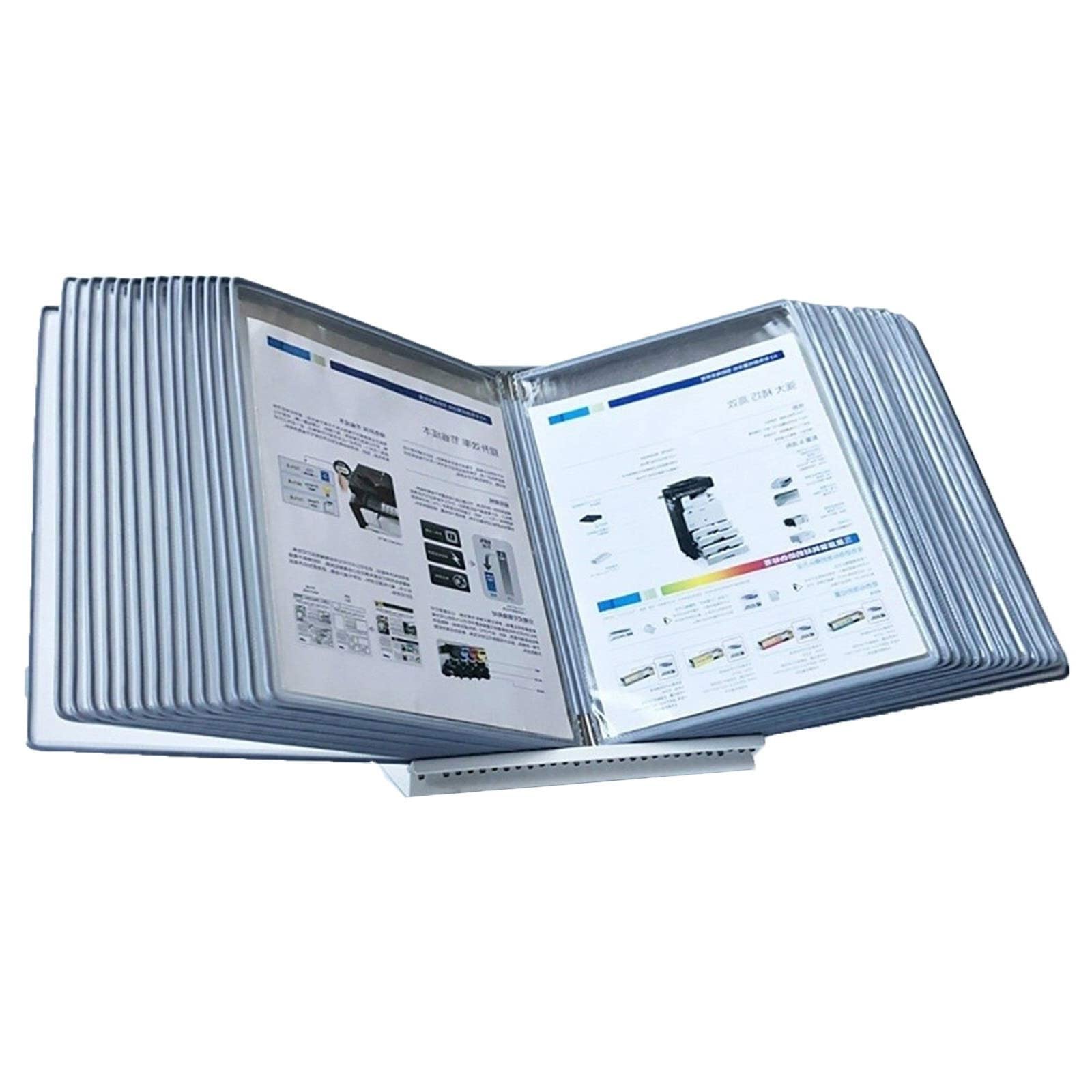 OLSKFUH Desktop Reference Organizer - Catalog Display Rack Metal Wall Kit Holder 30 Double-Sided Panels Desktop/Wal,Onecolor