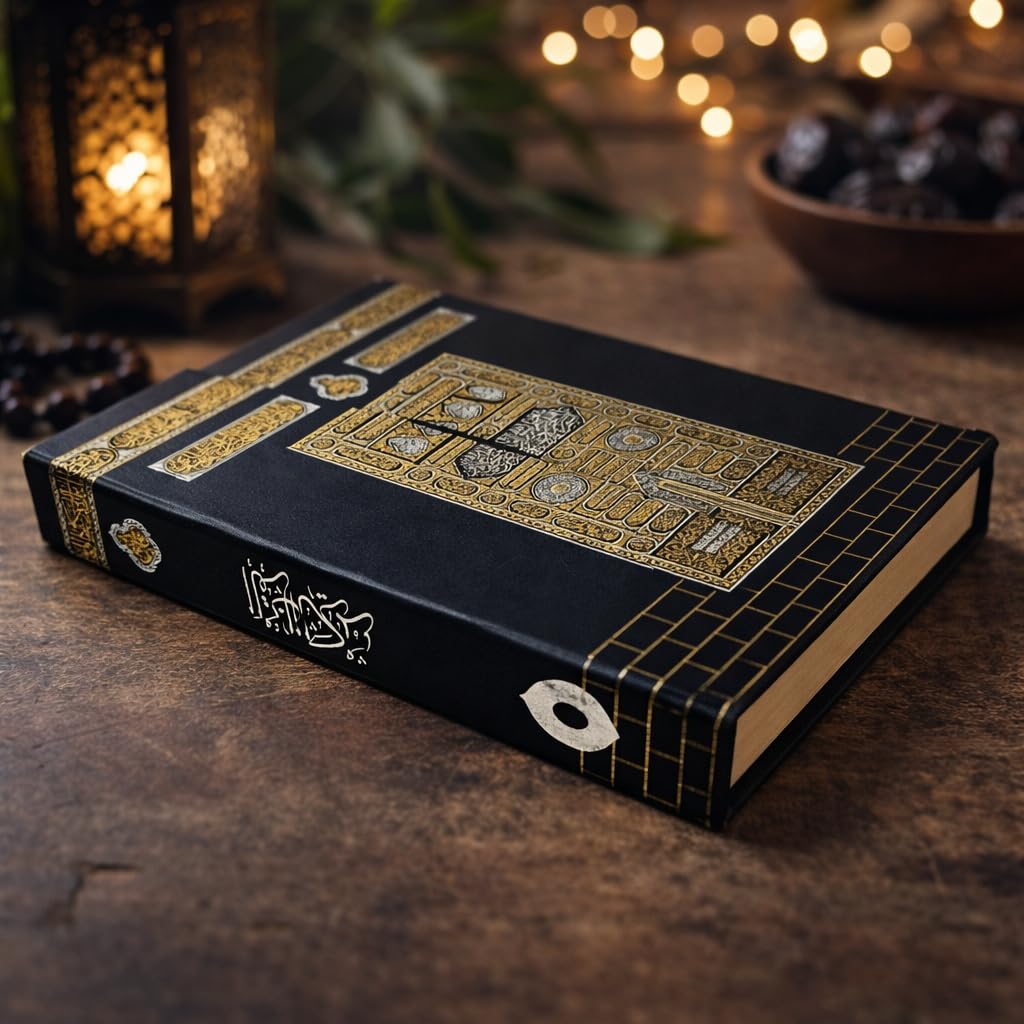 Heilige Koran met Engelse vertaling 18 x 25 cm Tajweed Ruling Gift Set Box Kaaba Design, gebedskralen in geschenkdoos, QR-code telefoonrecitatie islam