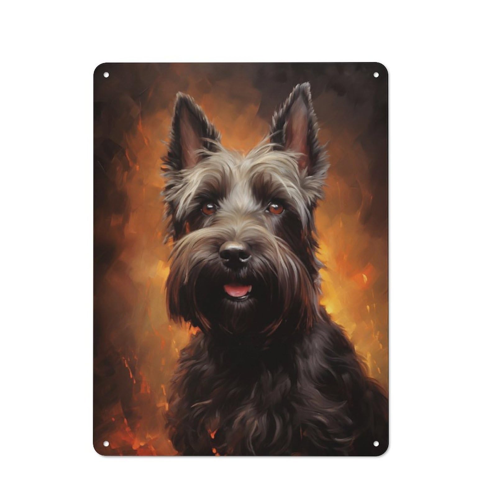 Junmoney Black Scottish Terrier Portrait Vintage-Inspired Tin Sign 40X30cm For Living Room Wall, For Display In Living Rooms And Feature Walls